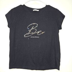 Black Short Sleeve Tee Casual Crew Neck By Motivi Size Small